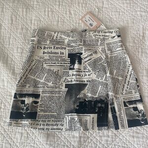 newspaper print mini skirt